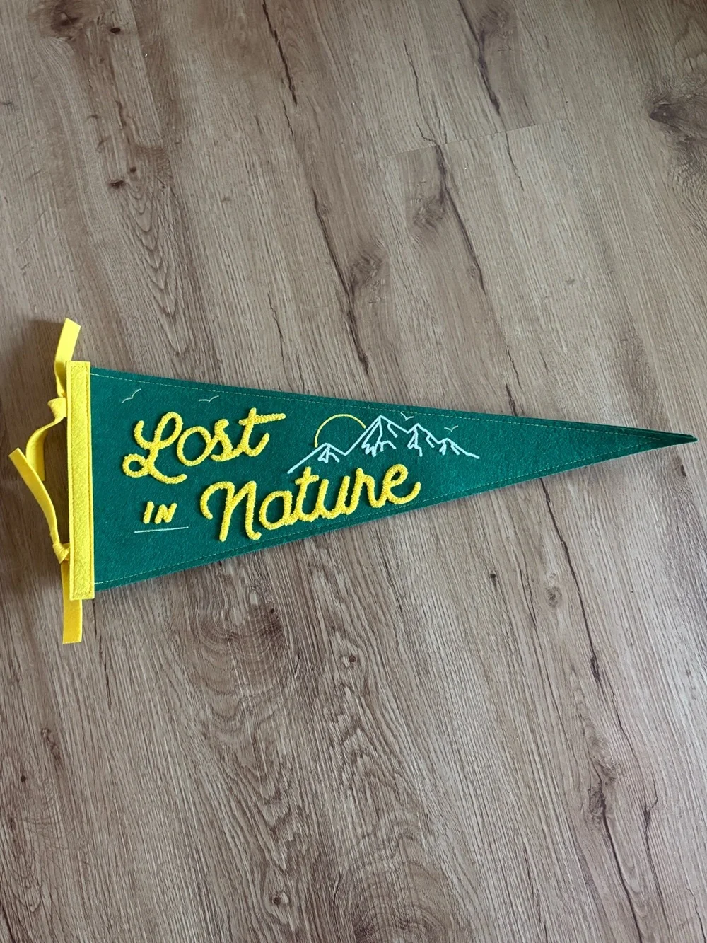 Lost in Nature Green and Yellow Felt Wall Pennant